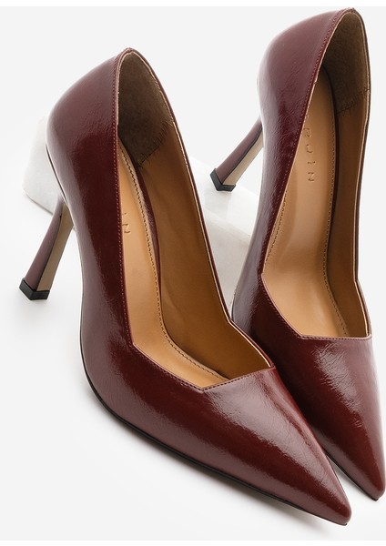 Kadın Stiletto Sivri Burun Klasik Topuklu Ayakkabı Zarte Bordo