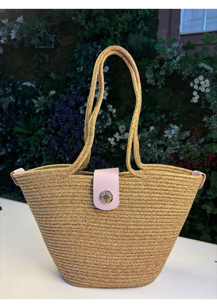 Sardinia Kapaklı Handmade Hasır Tote Plaj ve Günlük Çanta Yazın Modası