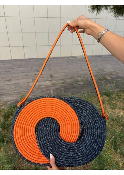 Caramel Özel El Yapımı Hasır Jüt Çanta