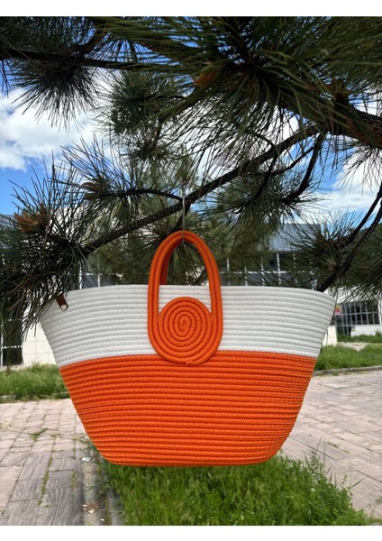 Mini Vanilli El Yapımı Hasır Görünümlü Jüt Plaj Çantası