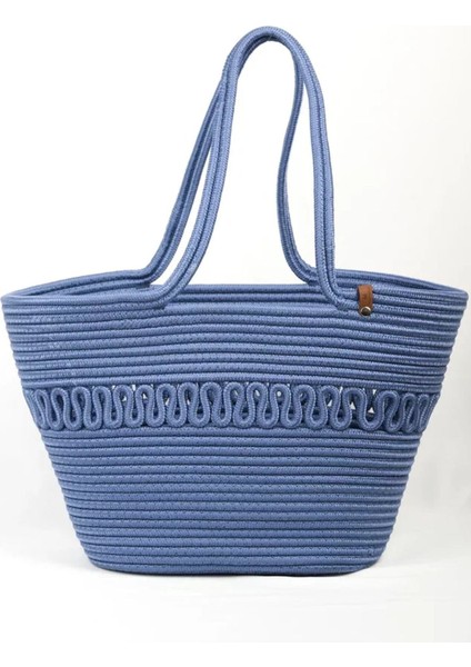 Hasır Jüt Kadın Omuz Çantası, %100 El Yapımı, Pamuk, Vegan, Jüt Hasır Plaj Çantası