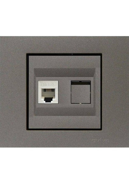 Grano Metalik Antrasit RJ45 Cat6 Tekli Data Prizi