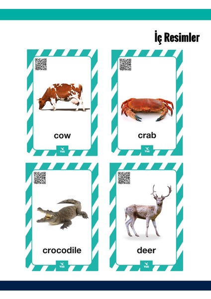 İngilizce Kelime Kartları 1. Sınıf Eğlenceli Öğrenme Seti 96 Adet modelleri