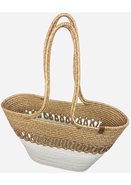 Hasır Jüt Kadın Omuz Çantası, %100 El Yapımı, Pamuk, Vegan, Jüt Hasır Plaj Çantası fırsatları