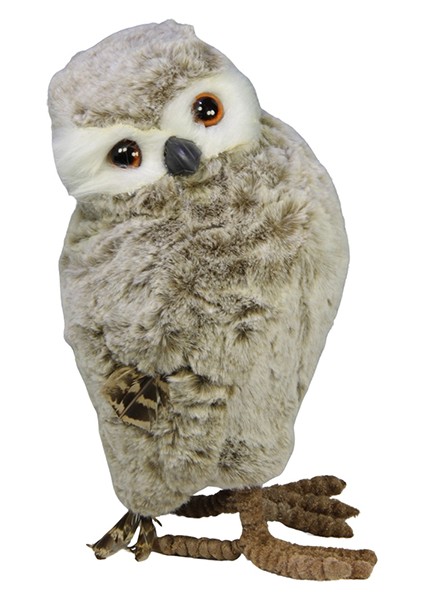 Yapay Tüylü Baykuş Kahve Krem 20 cm