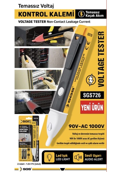Temassız Elektrik Kaçağı ve Voltaj Dedektörü Kalemi