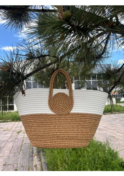 Mini Vanilli El Yapımı Hasır Görünümlü Jüt Plaj Çantası modelleri