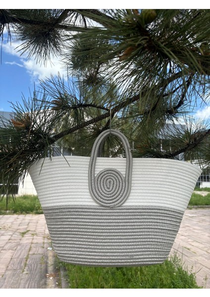 Mini Vanilli El Yapımı Hasır Görünümlü Jüt Plaj Çantası