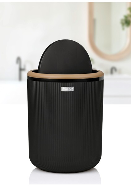 Mina Siyah Çizgili Yuvarlak Çöp Kovası fiyatları