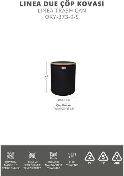 Mina Siyah Çizgili Yuvarlak Çöp Kovası modelleri