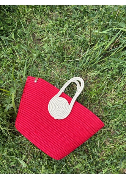 Mini Vanilli El Yapımı Hasır Görünümlü Jüt Plaj Çantası