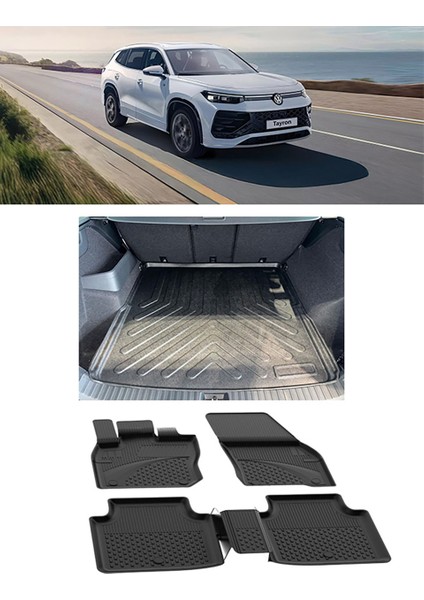Volkswagen Tayron 2025 ve Sonrası 4.5d Paspas Rizline 3D Üst Bagaj Havuzu Set