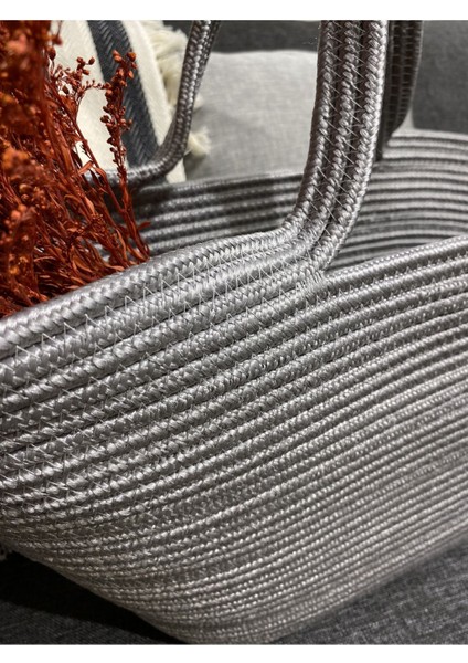 Jüt Hasır Görünümlü Plaj Çantası Jüt Kol Çantası Vegan Çanta indirimleri