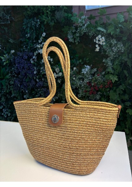 Sardinia Kapaklı Handmade Hasır Tote Plaj ve Günlük Çanta Yazın Modası fırsatları