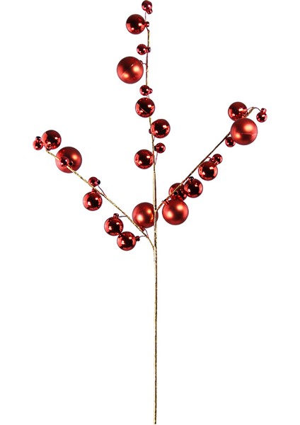 Yılbaşı Süsü Parlak Toplu Dal Kırmızı 70 cm