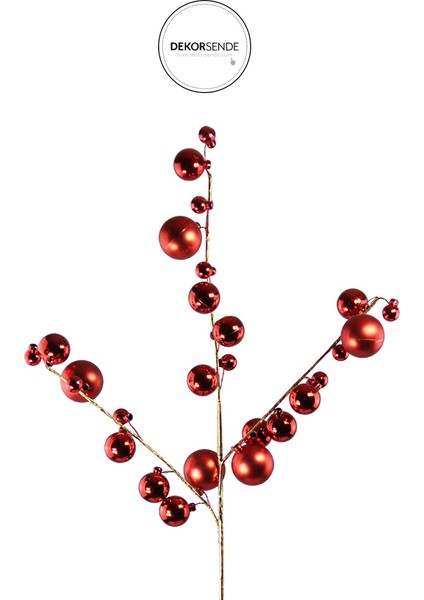 Yılbaşı Süsü Parlak Toplu Dal Kırmızı 70 cm fiyatları