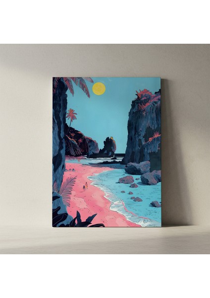 Pembe Kumlu Sahil Illüstrasyon Tablosu fiyatları