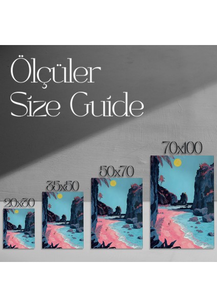 Pembe Kumlu Sahil Illüstrasyon Tablosu modelleri