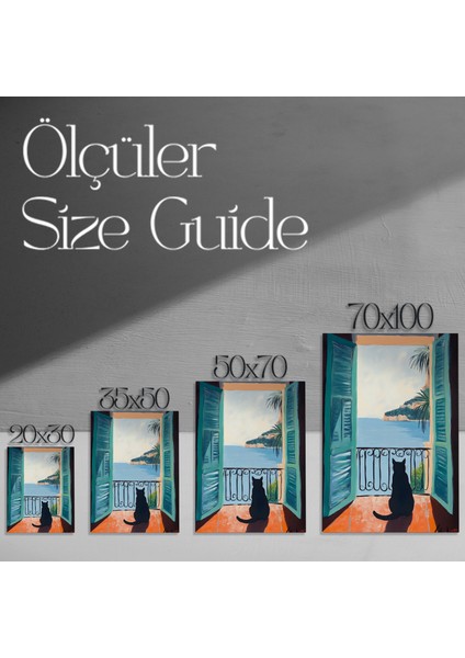 Akdeniz Manzaralı Kedi Tablosu modelleri