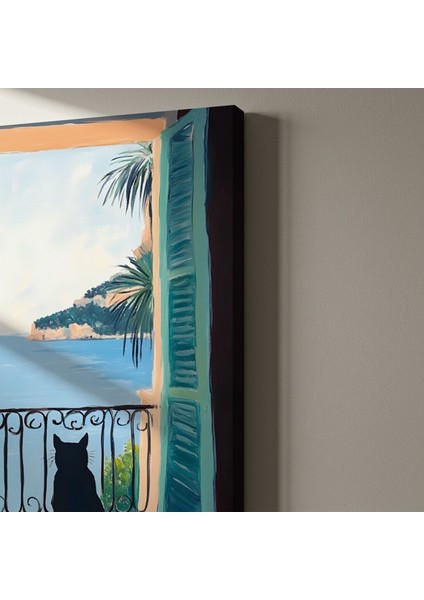 Akdeniz Manzaralı Kedi Tablosu indirimleri