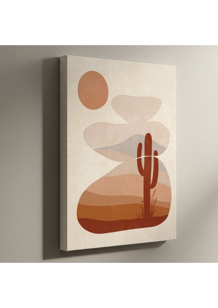 Kaktüs ve Çöl Manzarası Soyut Sanat Tablosu