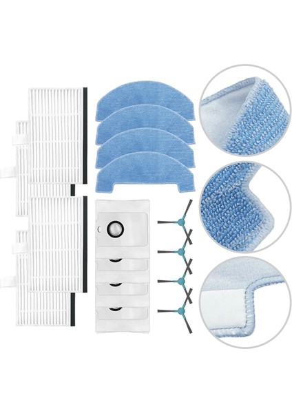 Conga 2499 Için Ultra Ev Gelişmiş Robot Elektrikli Temizleyici Yan Fırça Hepa Filtre Mop Bez Tuz Torbaları (Yurt Dışından) modelleri