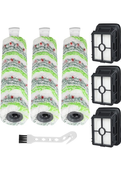3 Paket Çok Yüzeyli Pet Fırçası Ruloları 2788 ve Vakum Filtreleri 1866 Bissell Crosswave Için Uyumlu Max 2554 2554A 2590 (Yurt Dışından)