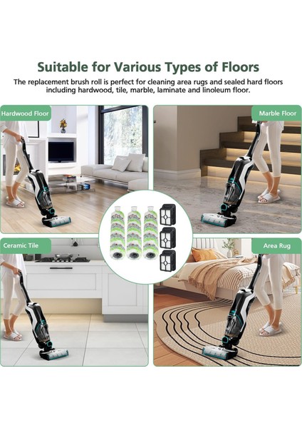 3 Paket Çok Yüzeyli Pet Fırçası Ruloları 2788 ve Vakum Filtreleri 1866 Bissell Crosswave Için Uyumlu Max 2554 2554A 2590 (Yurt Dışından) modelleri