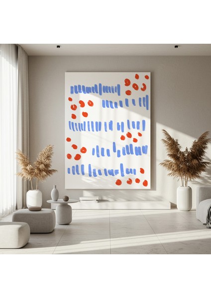 Soyut Mavi ve Kırmızı Çizgiler Tablosu fırsatları