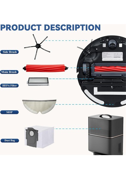 Yeedi Kat 3 Istasyon Robot Vakum Süpürge Ana Yan Fırça Mop Bez Accessorie (Yurt Dışından) fiyatları