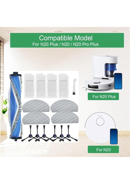 Ecovacs Deebot N20 Plus, N20, N20 Pro Plus Robot Vakum Süpürge Ana Yan Fırçası Hepa Filtre Mop Kumaş Aksesuarları (Yurt Dışından) modelleri