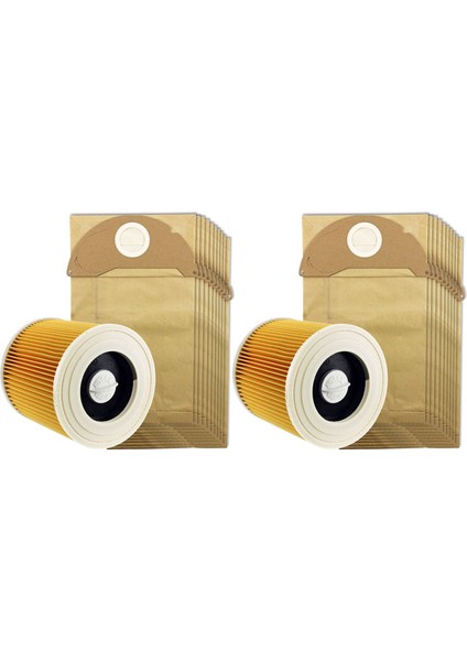 Karcher Islak ve Kuru Wd2 Vakum Süpürge Filtresi ve 20X Toz Torbaları Için 2x (Yurt Dışından)