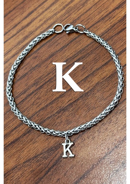 Sallantılı Harfli Paslanmaz Çelik Bileklik Sevgiliye Eşe Hediye ACB01-H
