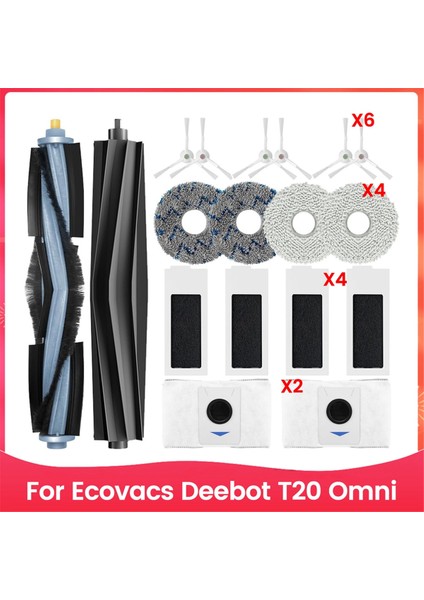 Ecovacs Deebot T20 Omnı Vacum Seeer Yedek Seza Kapları Ana Sınak Fırch Hepa Filtreleri Mop Bez Toz Torbaları Aksesuarları (Yurt Dışından)