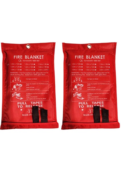 2 Adet Acil Yangın Battaniyesi, Yangın Battaniyesi, Mutfak, Izgara, Şömine Için Yangın Söndürme Battaniyesi (78.7 Inç x 78.7inch) (Yurt Dışından)