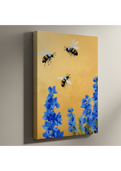 Altın Arılar ve Mavi Çiçekler Tablosu