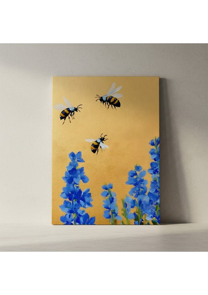 Altın Arılar ve Mavi Çiçekler Tablosu fiyatları