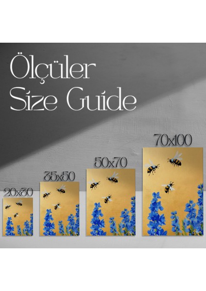 Altın Arılar ve Mavi Çiçekler Tablosu modelleri