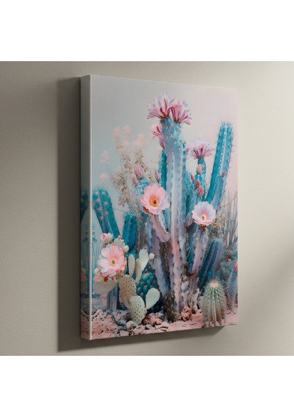 Kaktüs Çiçekleri Soyut Sanat Tablosu