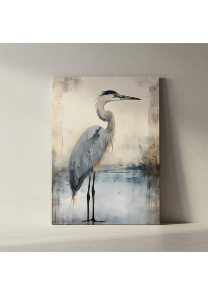 Mavi Başlı Balıkçıl Kuşu Soyut Sanat Tablosu fiyatları