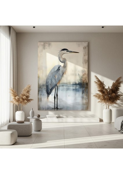 Mavi Başlı Balıkçıl Kuşu Soyut Sanat Tablosu fırsatları