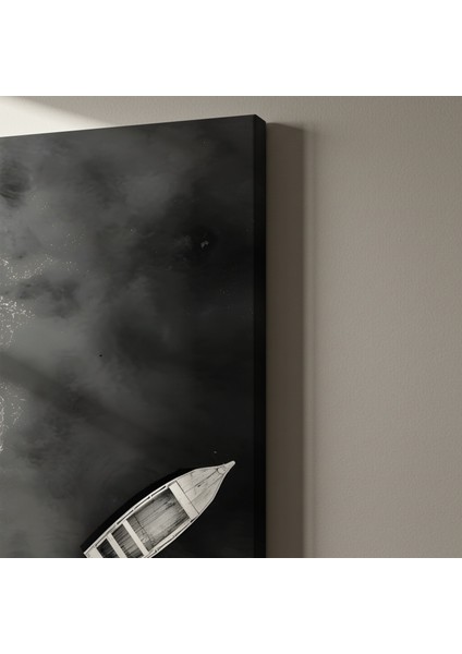 Sahilde Tekne Siyah Beyaz Tablo indirimleri