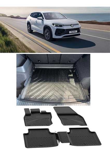 Volkswagen Tayron 2025 ve Sonrası 4.5d Paspas Rizline 3D Alt Bagaj Havuzu Set