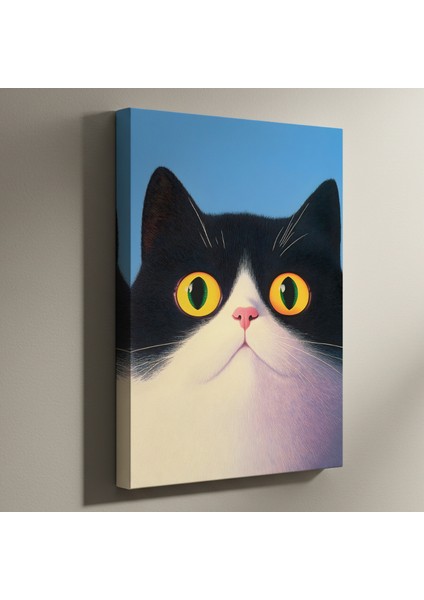 Büyük Gözlü Kedi Portresi Tablosu