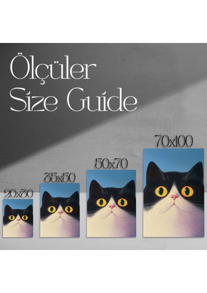 Büyük Gözlü Kedi Portresi Tablosu modelleri
