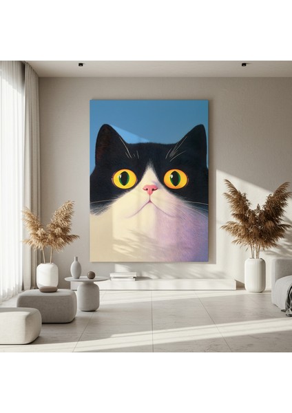 Büyük Gözlü Kedi Portresi Tablosu fırsatları