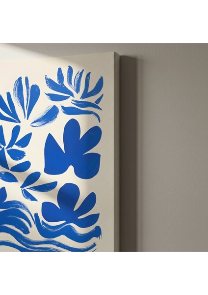 Mavi Soyut Çiçekler ve Dalgalar Tablosu indirimleri