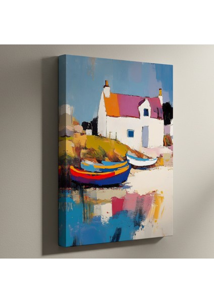 Kıyı Evi ve Tekneler Soyut Tablosu