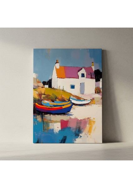 Kıyı Evi ve Tekneler Soyut Tablosu fiyatları