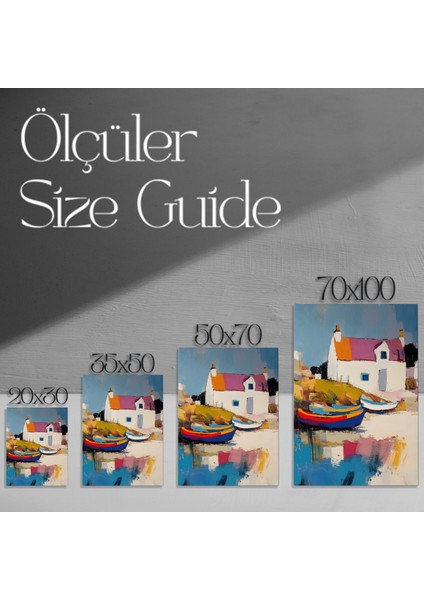 Kıyı Evi ve Tekneler Soyut Tablosu modelleri